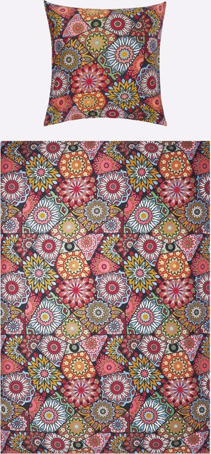 Wäschepur Bettwäsche aus 100% Baumwolle mit Blumenmuster und Reißverschluss, Multicolour, B/T/H: 135 x 200 cm - Bild 1