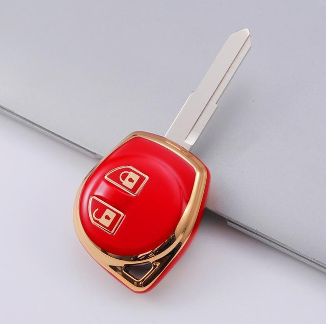 Schlüsseletui aus TPU für Suzuki Swift, SX4, Liana, Aerio, Jimny, Samurai, Grand Vitara in Rot mit 2 Tasten - Bild 1