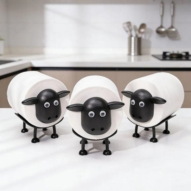 Freistehender Toilettenpapierhalter Shaun The Sheep in Schwarz aus Kunststoff - Bild 1