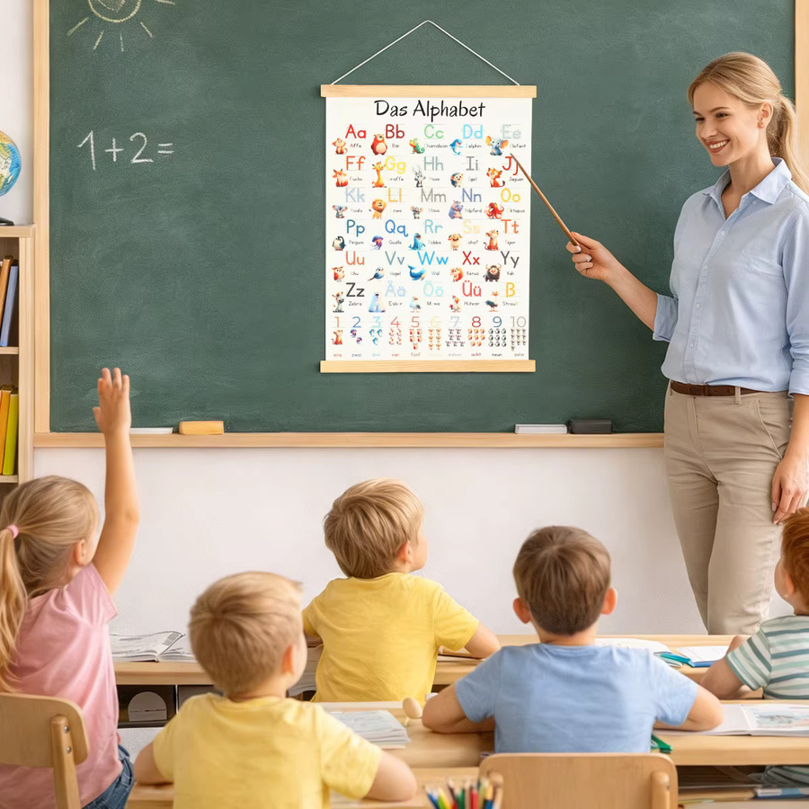 Pädagogisches deutsches Alphabet-Poster von QIFU als mehrfarbige Wanddekoration für Kinderzimmer und Klassenzimmer - Bild 2