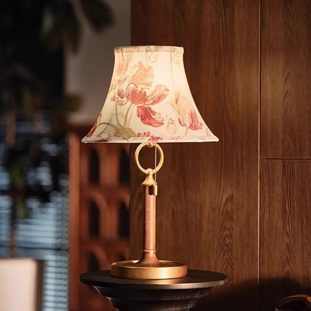 Ynhaw Schreibtischlampe im französischen Landhausstil mit Stoffschirm und Zugkette - Bild 1