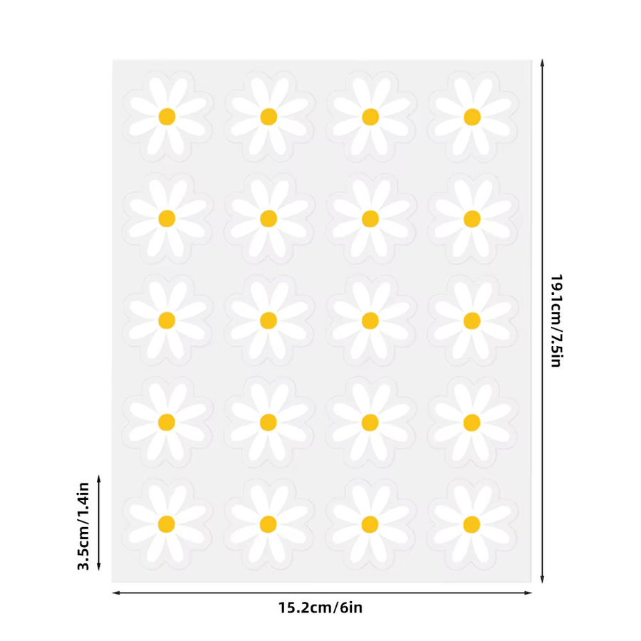 100 Stück Gänseblümchen-Aufkleber in Weiß, niedliche kleine Blumen-Sticker für Wasserflaschen, Laptops und Handys, 5 Blatt - Bild 2