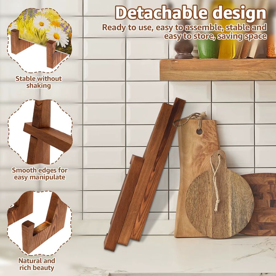 Willstar Holzplattenständer für Desktop als Display für Rezeptbücher, CD-Schallplatten und Fotorahmen zur Heimdekoration - Bild 3