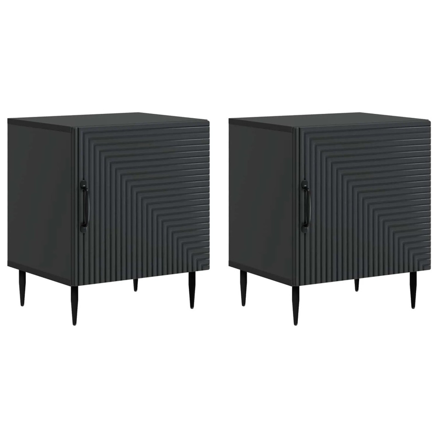 Set aus 2 vidaXL Nachttischen in Schwarz, modernes Design aus Holzwerkstoff und Metall, B/T/H: 43 x 34,5 x 50 cm - Bild 2