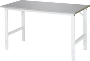 Rau Arbeitstisch Tom manuell höhenverstellbar mit Edelstahlbelag silber/lichtgrau B/T/H: 150 x 80 x 76-108 cm - Bild 1