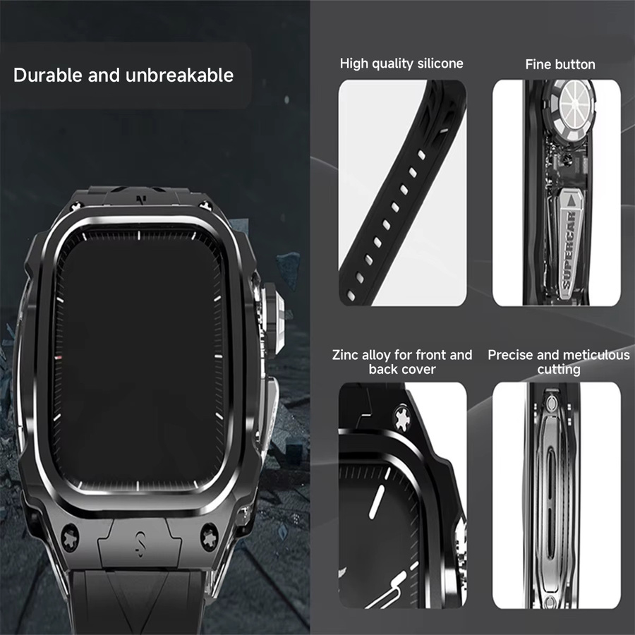 FancyWrist Uhrenarmband Silikon, Metallgehäuse, Herren, Apple Watch 11 10 46 mm - Bild 6