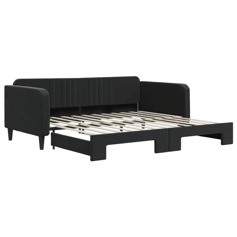 vidaXL Tagesbett ausziehbar in Schwarz mit Samtbezug B/T/H: 223 x 100 x 75 cm - Bild 2