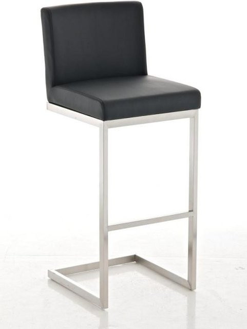 TPFLiving Barhocker Paragon mit Edelstahlgestell und Kunstleder in Schwarz, H: 104 cm, B: 48 cm, T: 42 cm - Bild 1