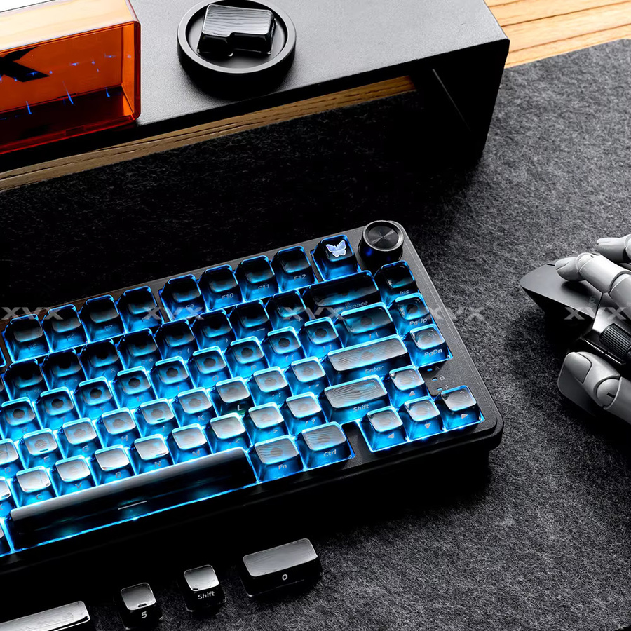 XVX Jelly R2 Black Ice Transparente Tastenkappen mit MDA-Profil und seitlicher Beschriftung, 122-Tasten-Set - Bild 4