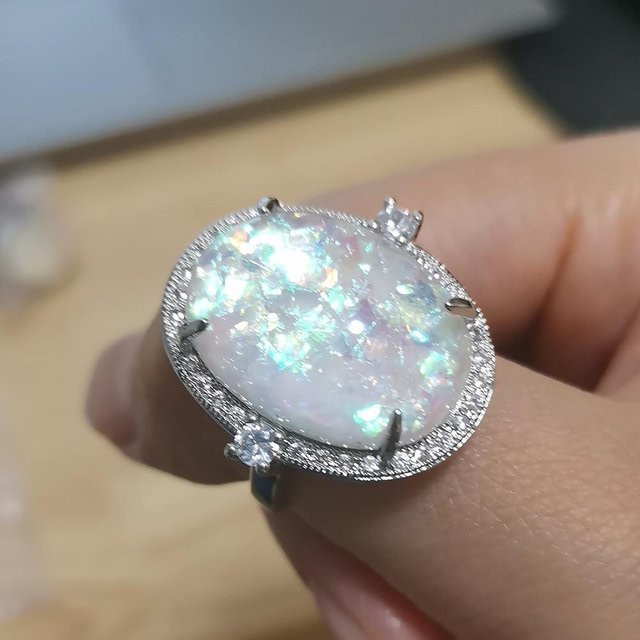 Lucky Star Jewelry Opal-Ring, 925 Silber, Zirkonia, Damen - Bild 1