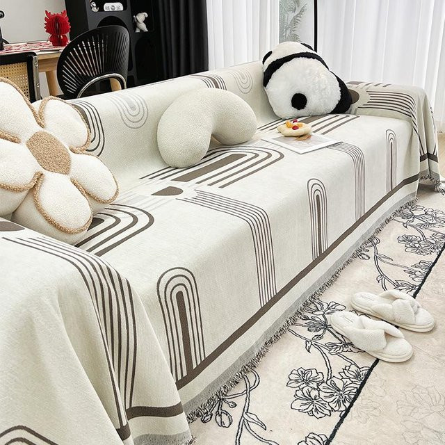 Sofabezug aus Chenille im skandinavischen Design, kratzfester Vollbezug für dein Sofa, Breite: 180 cm, Tiefe: 130 cm - Bild 1