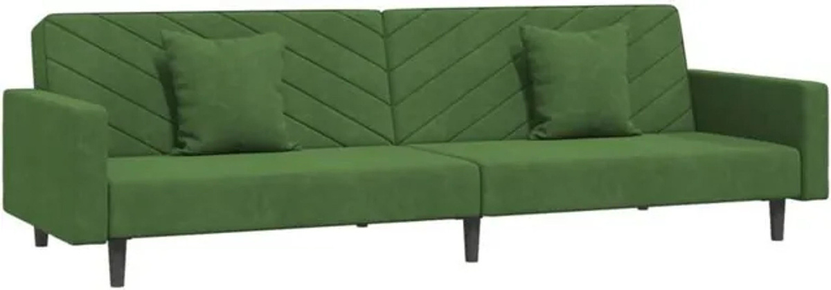 vidaxl Schlafsofa 2-Sitzer aus Samt in Grün mit 2 Kissen, Modernes Design, B: 220 cm, H: 69 cm, T: 84,5 cm - Bild 1