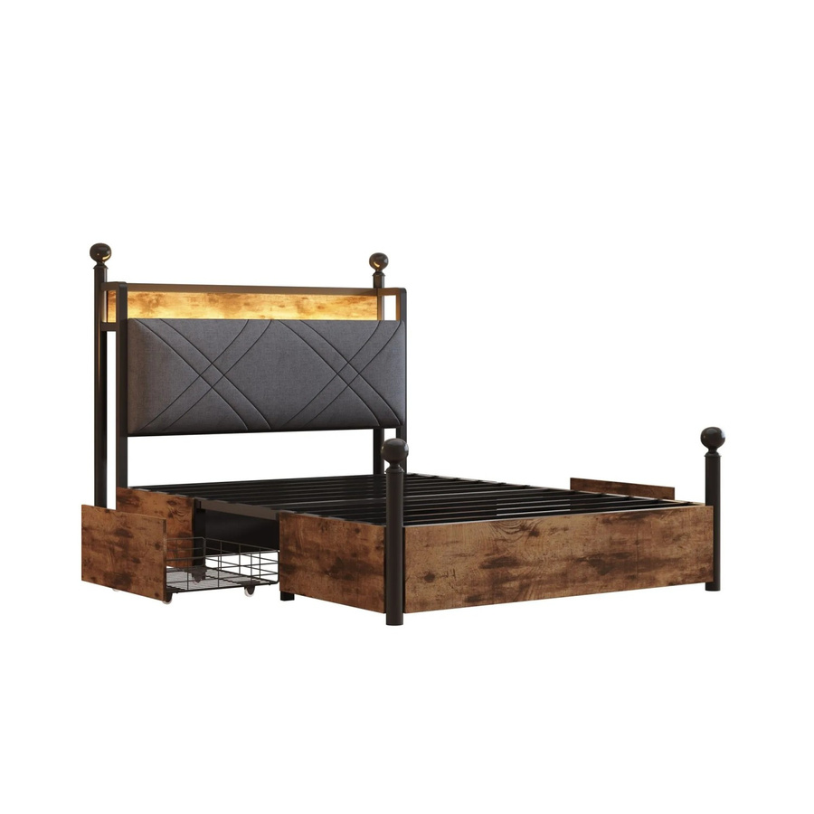 Merax Einzelbett mit Baldachin und USB-Ladeport in Schwarz, B/T: 90 x 190 cm - Bild 2