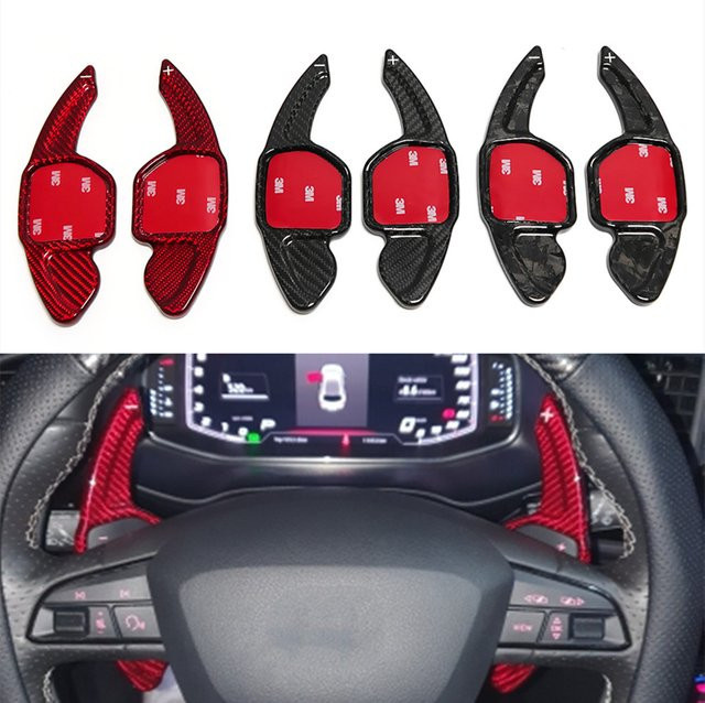 JOGON Carbon Fiber Paddle Shifter Lenkradverlängerung in Rot für Seat Alhambra, Ateca und Leon FR / Leon / Leon 4 5F - Bild 1