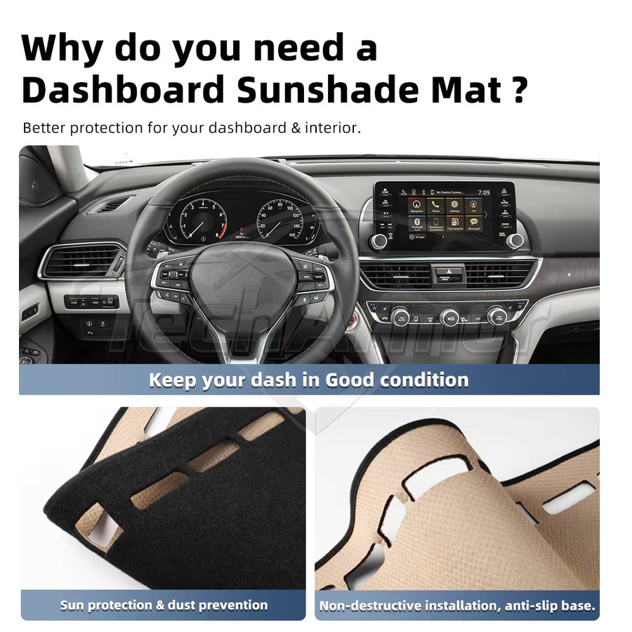 Auto Dashboard Abdeckung für Honda Accord 2018-2022, UV-Schutz Sonnenschutz Matte in Schwarz - Bild 3