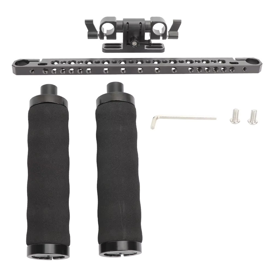 HDRig Schulterfotografie Rig für DSLR-Kameras in Schwarz mit vorderem Schwammgriff, 15 mm Stangenklemme und 270 mm Käsestange - Bild 2