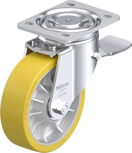 Blickle LH-ALTH 162K-ST Stahlblech-Lenkrolle in Silber und Gelb mit 160 mm Rad-Durchmesser und 900 kg Tragfähigkeit - Bild 1