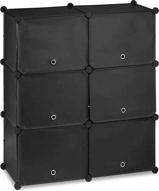 Relaxdays Schuhschrank aus Kunststoff und Metall in Schwarz mit 12 Fächern, modular erweiterbar, B/H/T: 95 x 85 x 31,5 cm - Bild 1