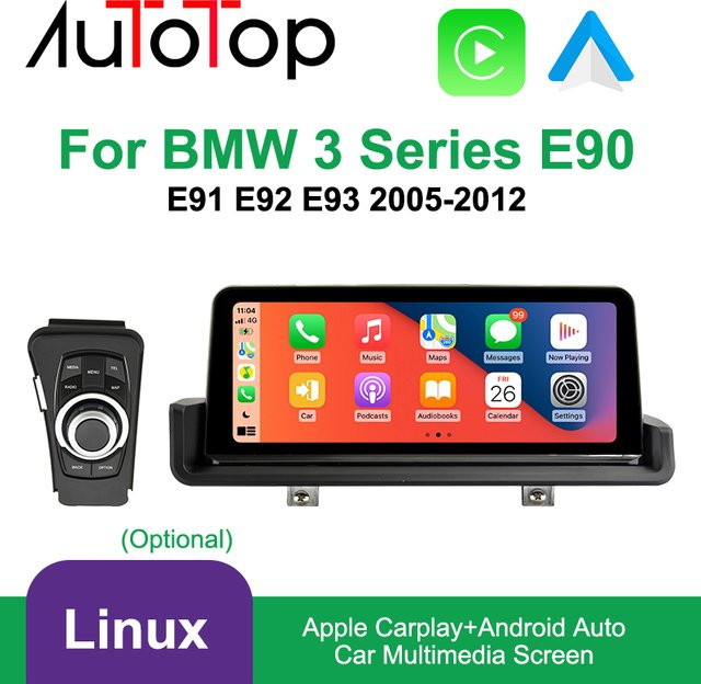 AUTOTOP 10,25 Zoll Android Auto Radio mit Carplay und Touchscreen für BMW 3er E90 E91 E92 E93 in Schwarz - Bild 1