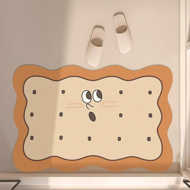 Yiran Furniture Diatomeenerde Badezimmer Matte mit Cartoon-Keks Motiv, beige, B/B: 40 x 60 cm - Bild 1