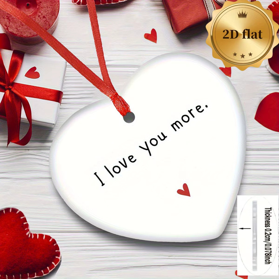 Eleganter Acryl-Herzanhänger in Weiß mit Ich liebe dich mehr Aufschrift als romantische Dekoration für Valentinstag und Jahrestag - Bild 3