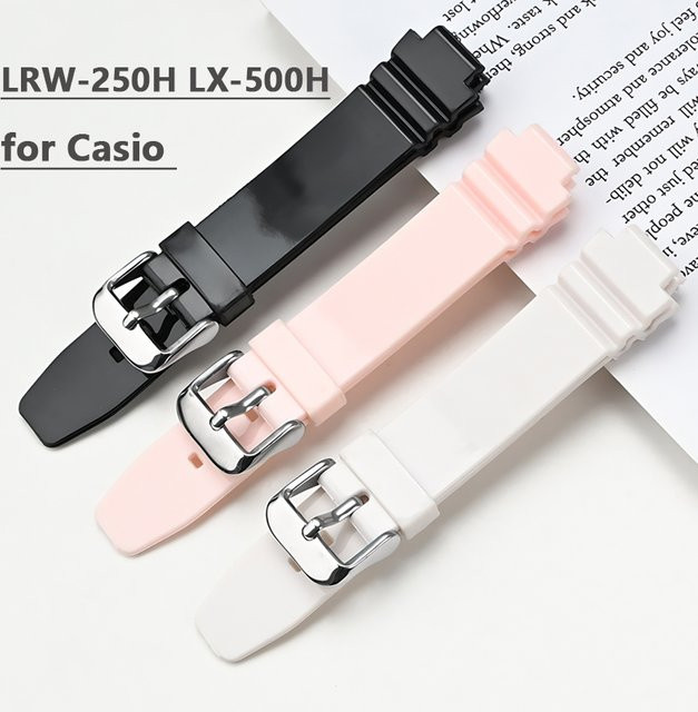 Casio Uhrenarmband Silikon, Weiß, Damen, 12 mm - Bild 1