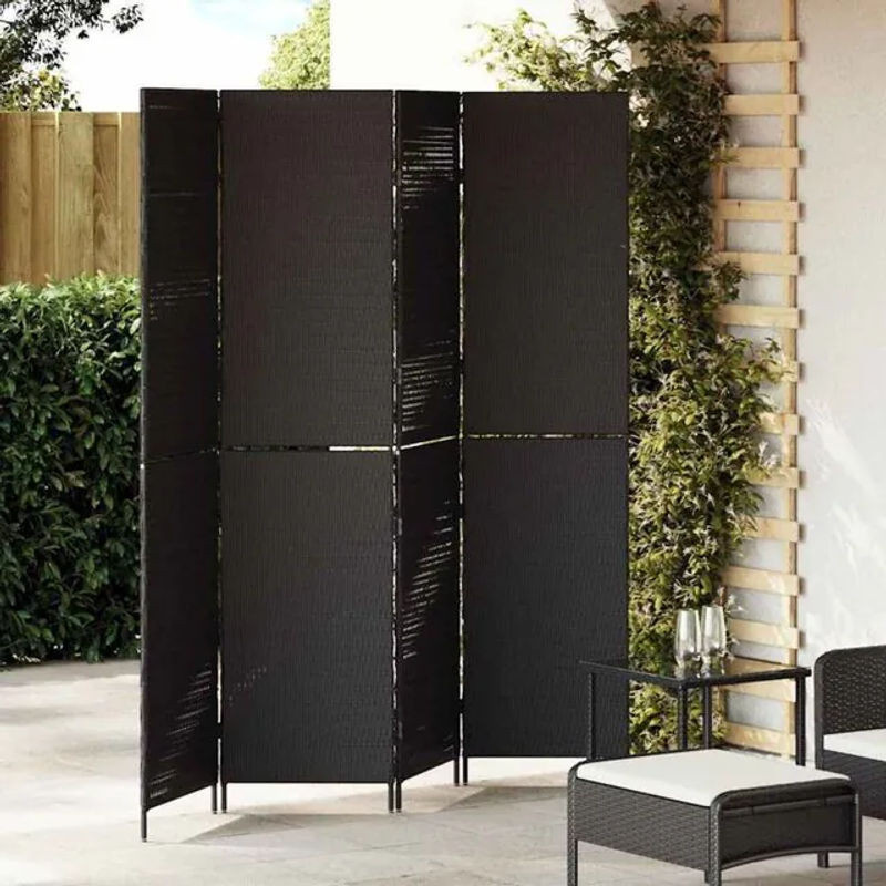 Moderner Raumteiler Vidaxl aus Polyrattan und Stahl in Schwarz, B/H: 195 x 180 cm - Bild 1