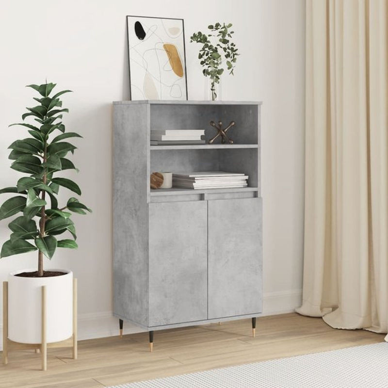 Vidaxl Highboard in Betongrau im Industrial Design aus Holzwerkstoff und Metall, B/T/H: 60 x 36 x 110 cm - Bild 1