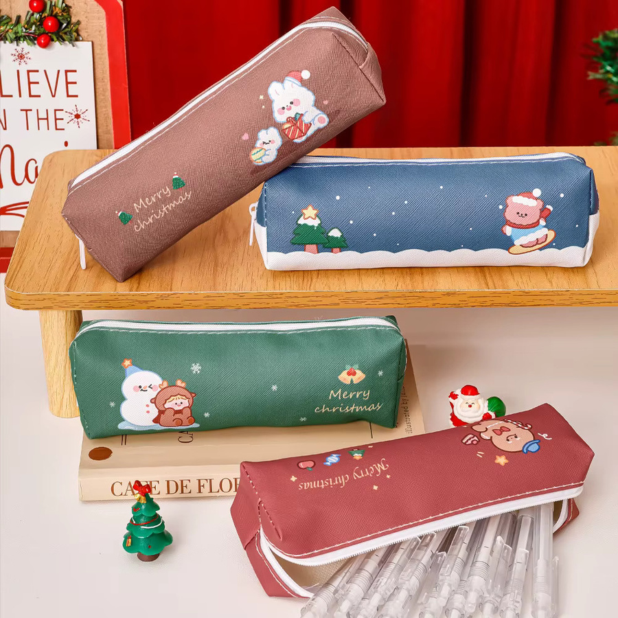 Niedriges Weihnachts-Cartoon-Federmäppchen aus Kunstleder für Kinder in Mehrfarbig - Bild 3