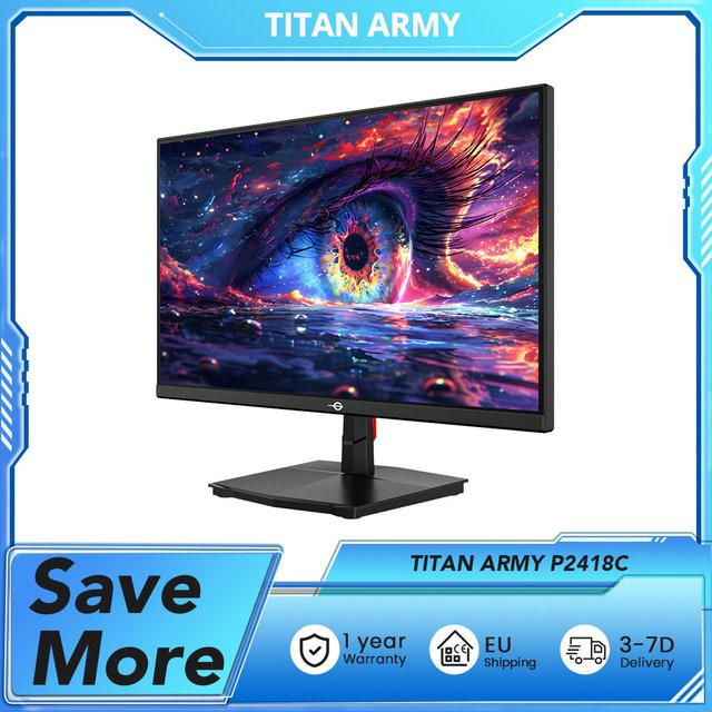TITAN ARMY P2418C Gaming Monitor mit 23,8 Zoll Full HD IPS-Display, 144 Hz, HDR400, Schwarz - Bild 1