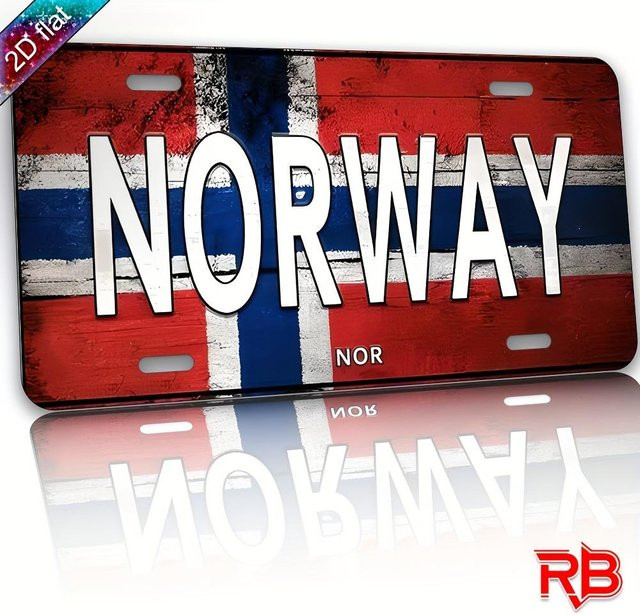 Norwegische Nationalflagge Vintage Metallschild aus Aluminium in Rot, Blau und Weiß, B/H: 30 x 15 cm - Bild 1
