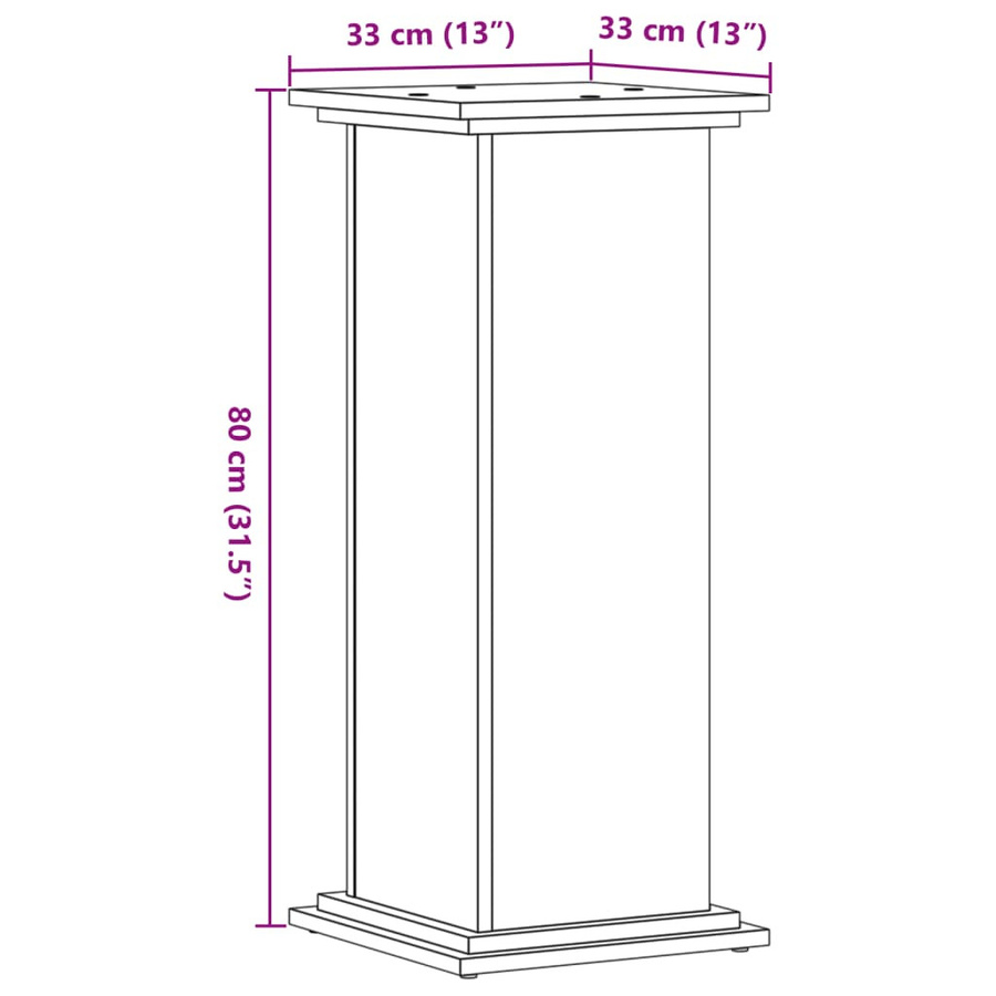 vidaXL Pflanzenständer aus Holzwerkstoff in Geräucherte Eiche, B/T/H: 33 x 33 x 80 cm - Bild 3