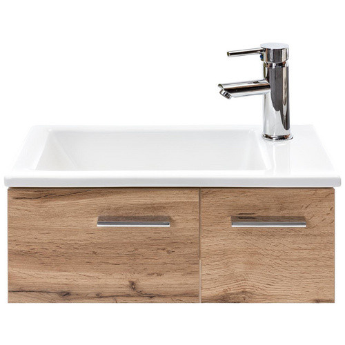 Schildmeyer Waschplatz Matteo in Eiche und Beige mit Soft-Close-Türen, B/T/H: 50 x 25 x 60 cm - Bild 3