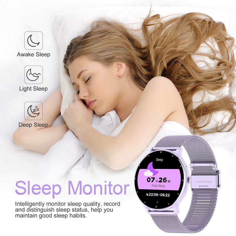 LIGE Smartwatch, Edelstahl, Milanaise, Silber, Schwarz, Unisex - Bild 3