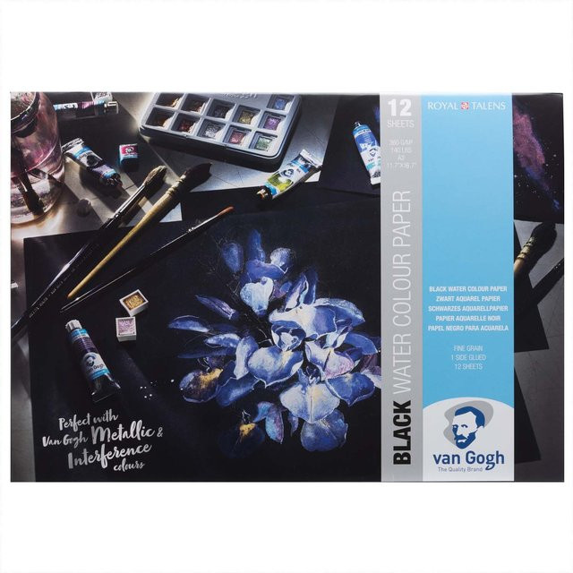 van Gogh Aquarellpapierblock Schwarz 360g/m² 12 Blatt A3 - Bild 1