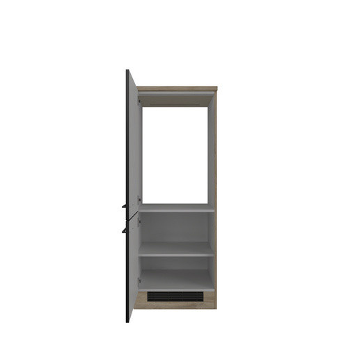 Flex-Well Küchen-Geräteumbauschrank Capri Schwarz Matt mit Eichenoptik, B/H/T: 60 x 161 x 60 cm - Bild 3