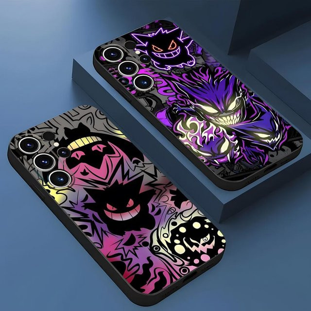 Handyhülle für Samsung Galaxy S26 S25 S24 S23 S22 S21 S20 Ultra Plus A16 A54 A34 A53 mit Anime Pokémon Gengar Design in Schwarz - Bild 1