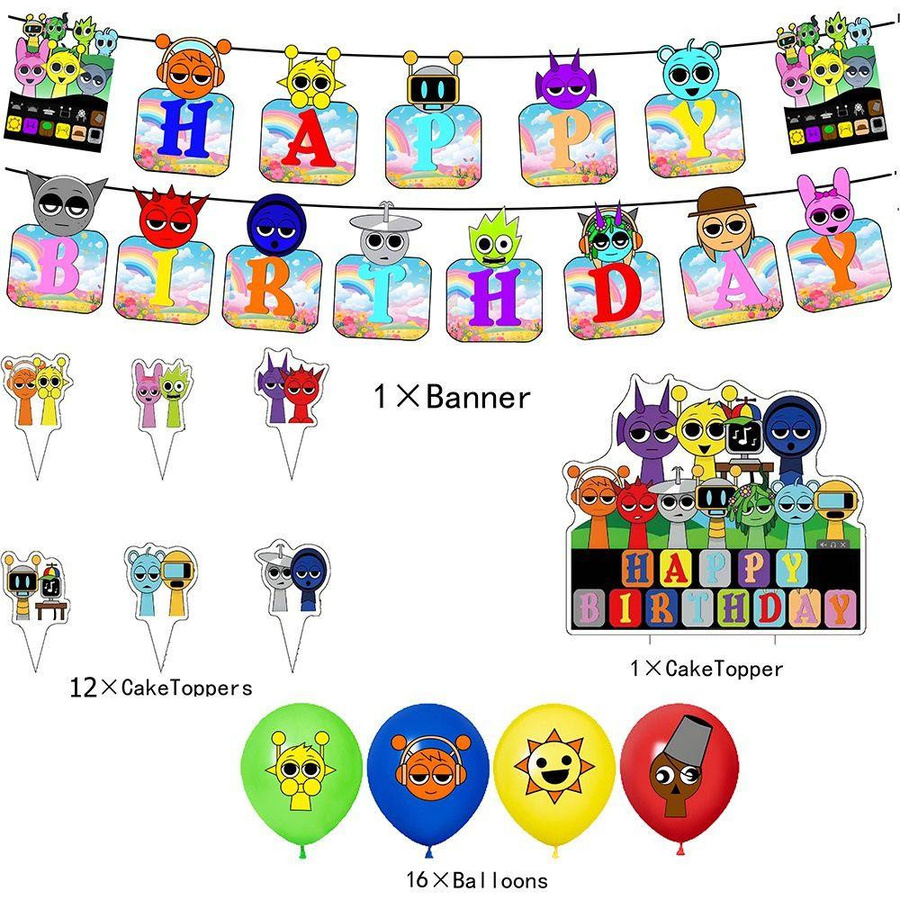 Molia Rhythm Box Sprunki Geburtstagsfeier Dekoration für Kinder aus Papier, Mehrfarbig - Bild 5