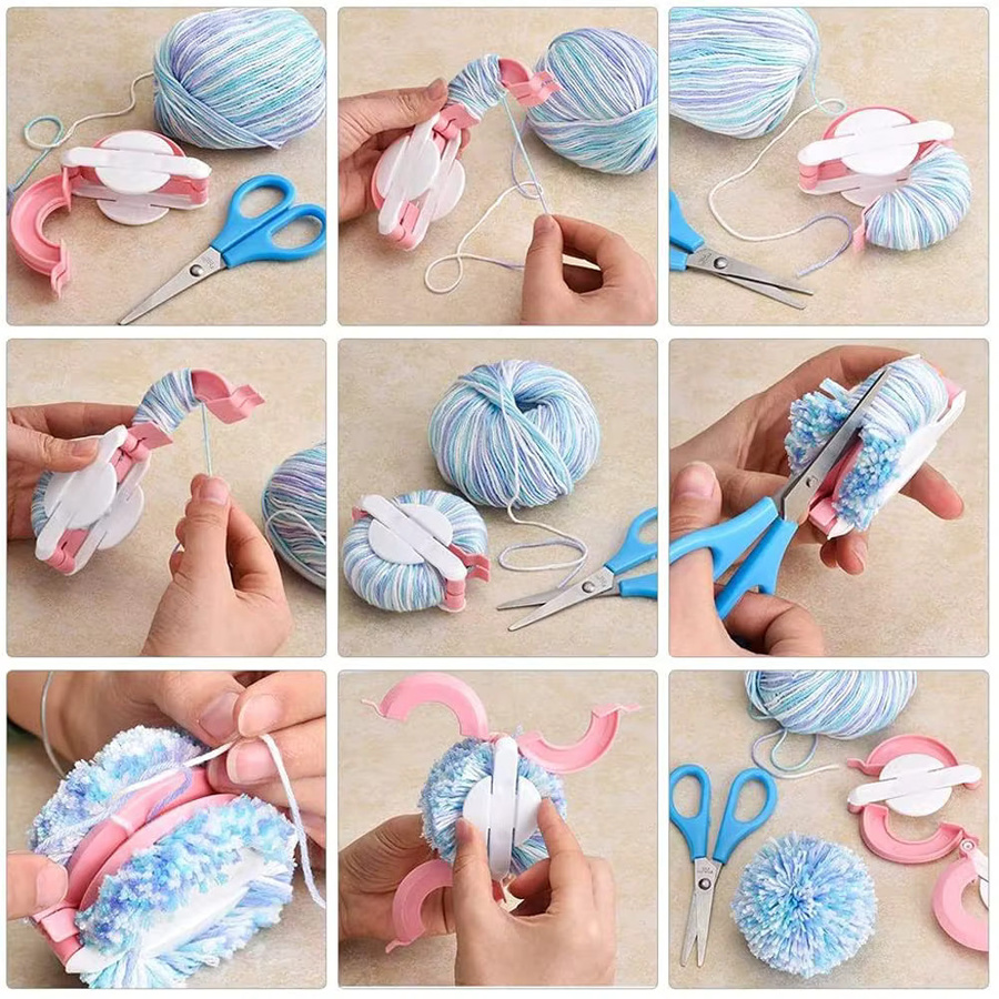 NOTIONSLAND Pom Pom Maker Set mit 4 Größen und Zubehör, Multicolour Bastelset für DIY-Wollprojekt mit Schere und Fadenschneider für Kinder und Erwachsene - Bild 2