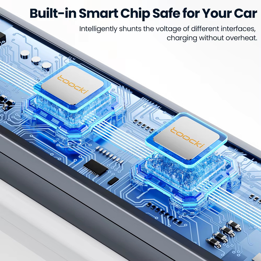 Toocki USB-C Auto-USB-HUB PD 27W Schnellladestation für Tesla Model 3/Y in Silber - Bild 6
