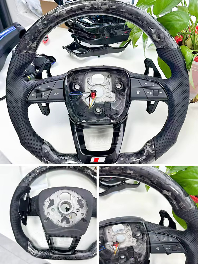Multifunktionales Sportlenkrad aus geschmiedeter Kohlefaser in Schwarz für Audi Q5 FY, Q7 4M, Q8, S und RS Modelle - Bild 7