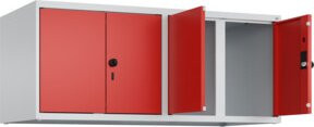 C+P Aufsatzschrank Classic PLUS mit 4 Abteilen, Wandmontage, Stahl, Lichtgrau und Verkehrsrot, B: 120 cm, H: 50 cm, T: 50 cm - Bild 1