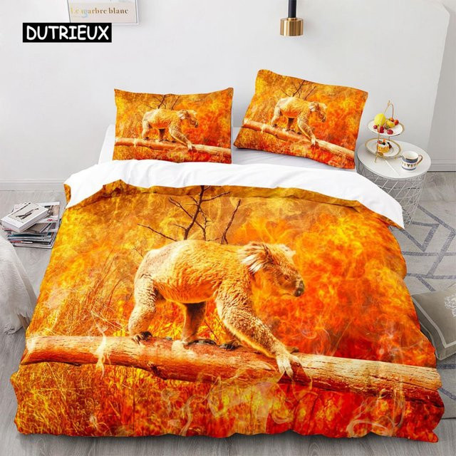 Bettwäsche Set Koala Mikrofaser Orange für Kinder mit Bettdeckenbezug und Kissenbezug B/H: 135 x 200 cm - Bild 1