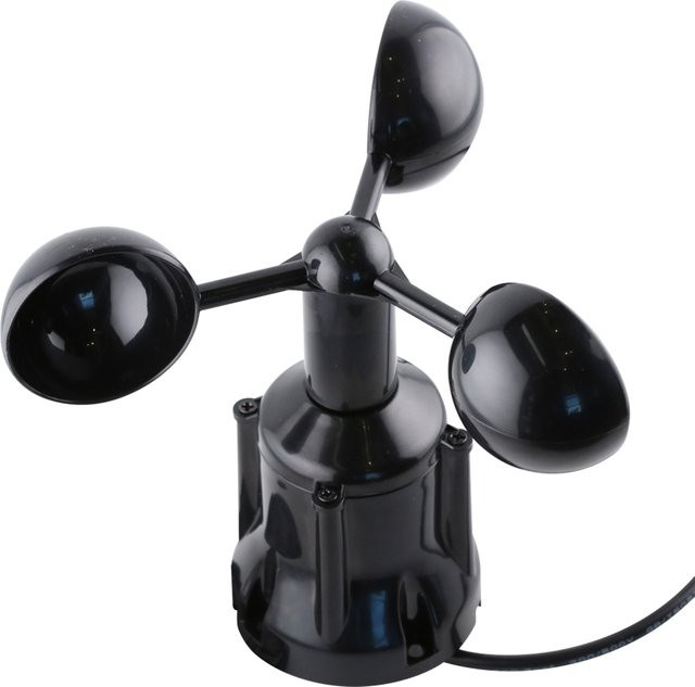 UICPAL Windgeschwindigkeitssensor Anemometer für Wetterstationen Outdoor mit 3 Bechern in Schwarz mit RS485 Ausgang - Bild 1