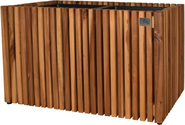 LAMORENDA Pflanzgefäß mit Einsatz aus Akazienholz in Braun, B/T/H: 66 x 36,5 x 40 cm - Bild 1