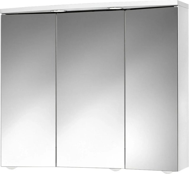 Jokey Spiegelschrank Trava, 3-türig mit LED-Beleuchtung und Steckdose, Weiß, B: 75 cm, H: 65 cm - Bild 1