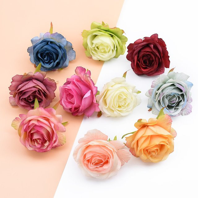 ZQCY Künstliche Seidenrosen aus Polyester für DIY-Geschenke, Kränze und Hochzeitsdekoration in Grau und Multicolour (5 oder 10 Stück) - Bild 1