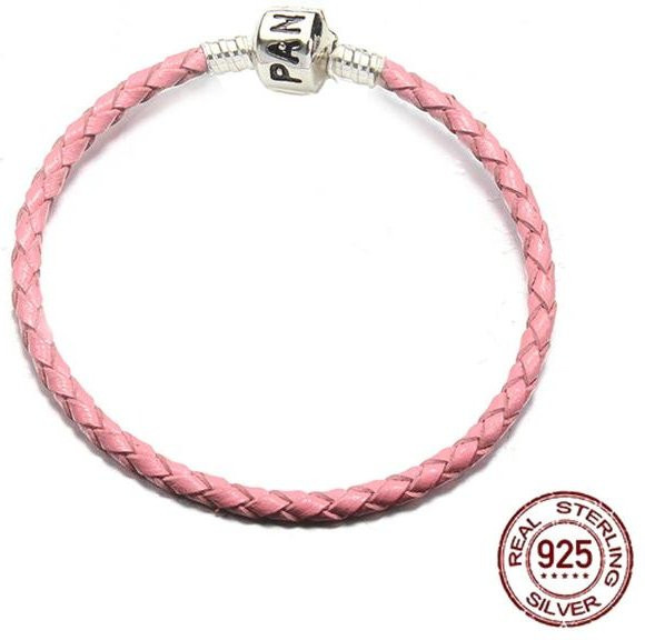 Fashion Jewelry OM Armband, 925 Silber, Leder, rosa, Damen - Bild 1