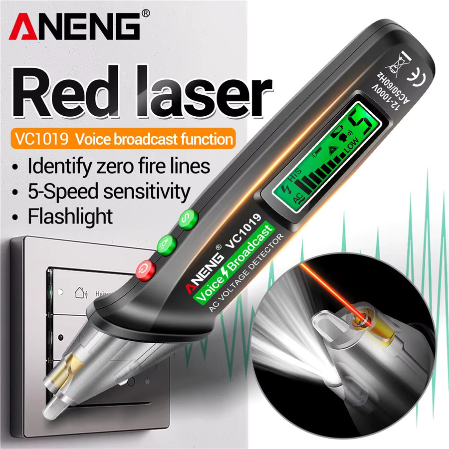 ANENG Infrarot-Laser-Sprachalarm NCV-Tester Set VC1019/AC27/AC28 mit LCD-Spannungsprüfer und 30mA RCD-Schaltkreis-Polaritätsprüfgerät - Bild 2