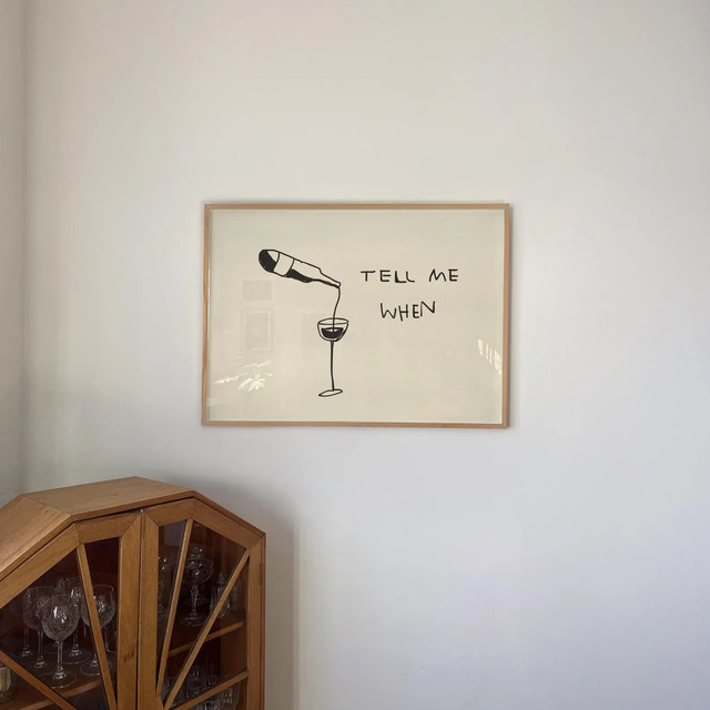 Digitaler Kunstdruck mit lustigem Wein-Zitat für Küche und Bar, horizontales Poster, ungerahmt - Bild 1